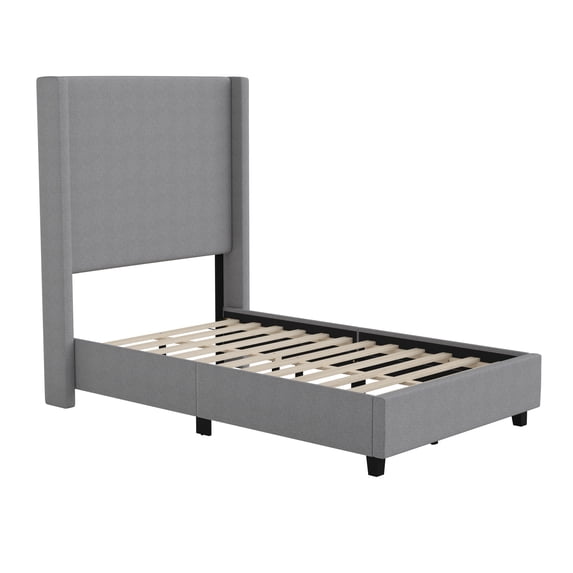 Flash Furniture Quinn Stitched Upholstered Platform Bed, Gray, Twin
