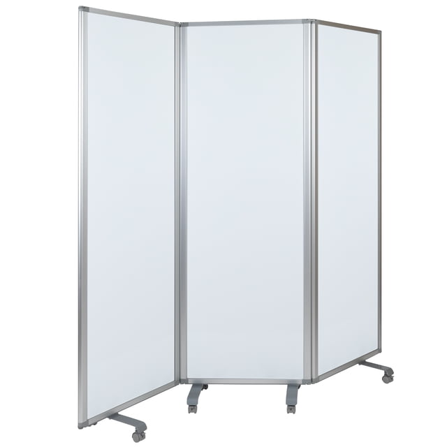 Double Sided Mobile Magnetic Whiteboard/Cloth Partition with Lockable Casters, 72
