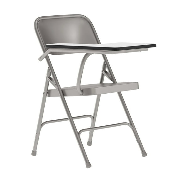 Flash Furniture Ralph Premium Steel Adult Folding Chair with Right Handed Tablet Arm, Gray