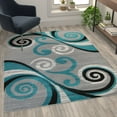 thumbnail image 1 of Flash Furniture Raven Rectangular Contemporary Grey, Turquoise Area Rug, 5' x 7', 1 of 7