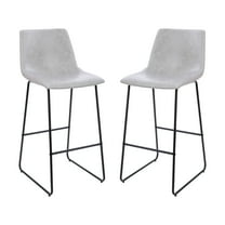 Flash Furniture Reagan 30 inch LeatherSoft Bar Height Barstools in Light Gray, Set of 2