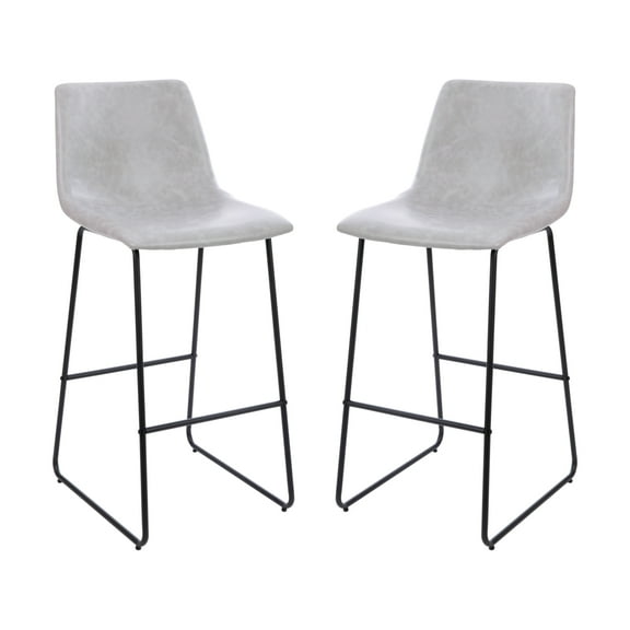 Flash Furniture Reagan 30 inch LeatherSoft Bar Height Barstools in Light Gray, Set of 2