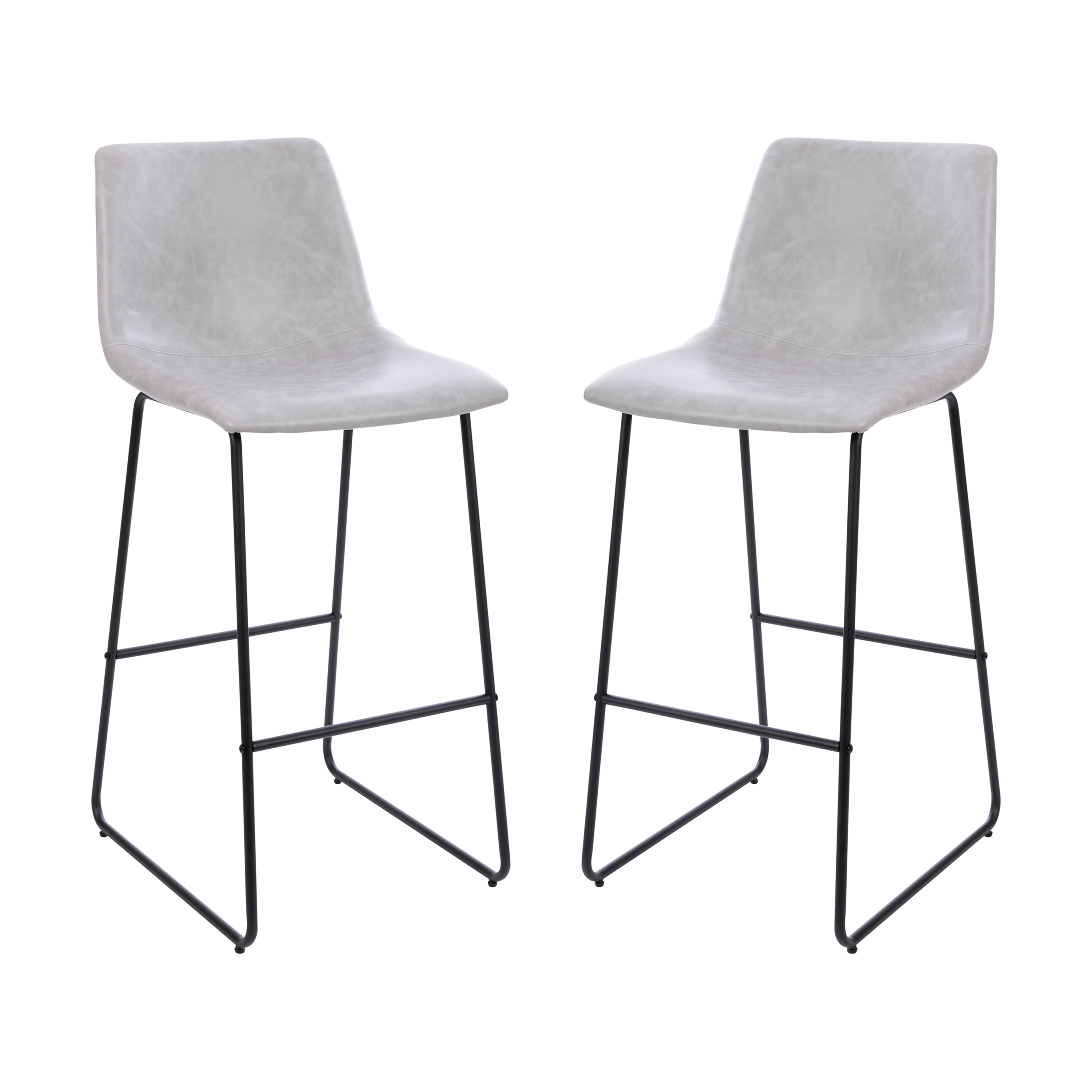 Flash Furniture Reagan Faux Leather Barstool, Light Gray, Set of 2