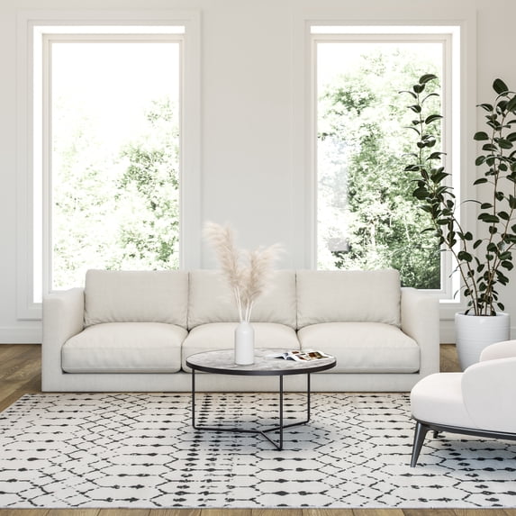 Flash Furniture Rectangular Modern Black, Ivory Area Rug, 8' x 10'