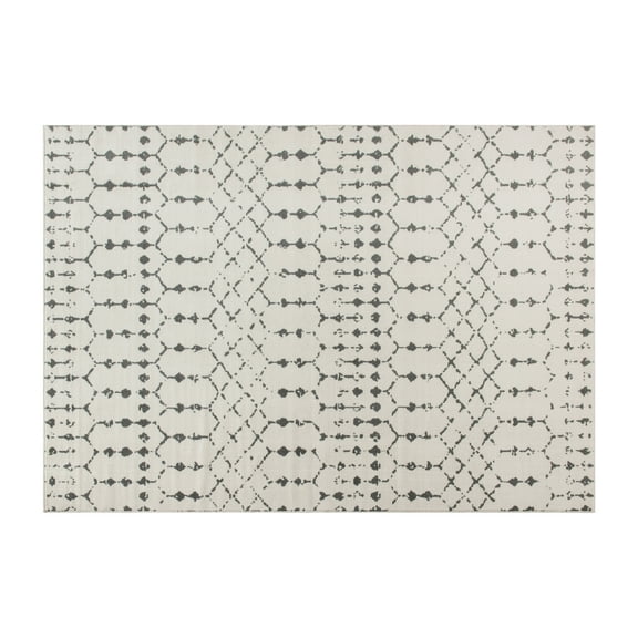 Flash Furniture Rectangular Modern Ivory, Gray Area Rug, 5' x 7'
