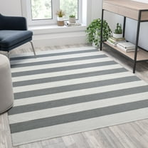 Flash Furniture Rectangular Modern White, Grey Handwoven Area Rug, 5' x 7'