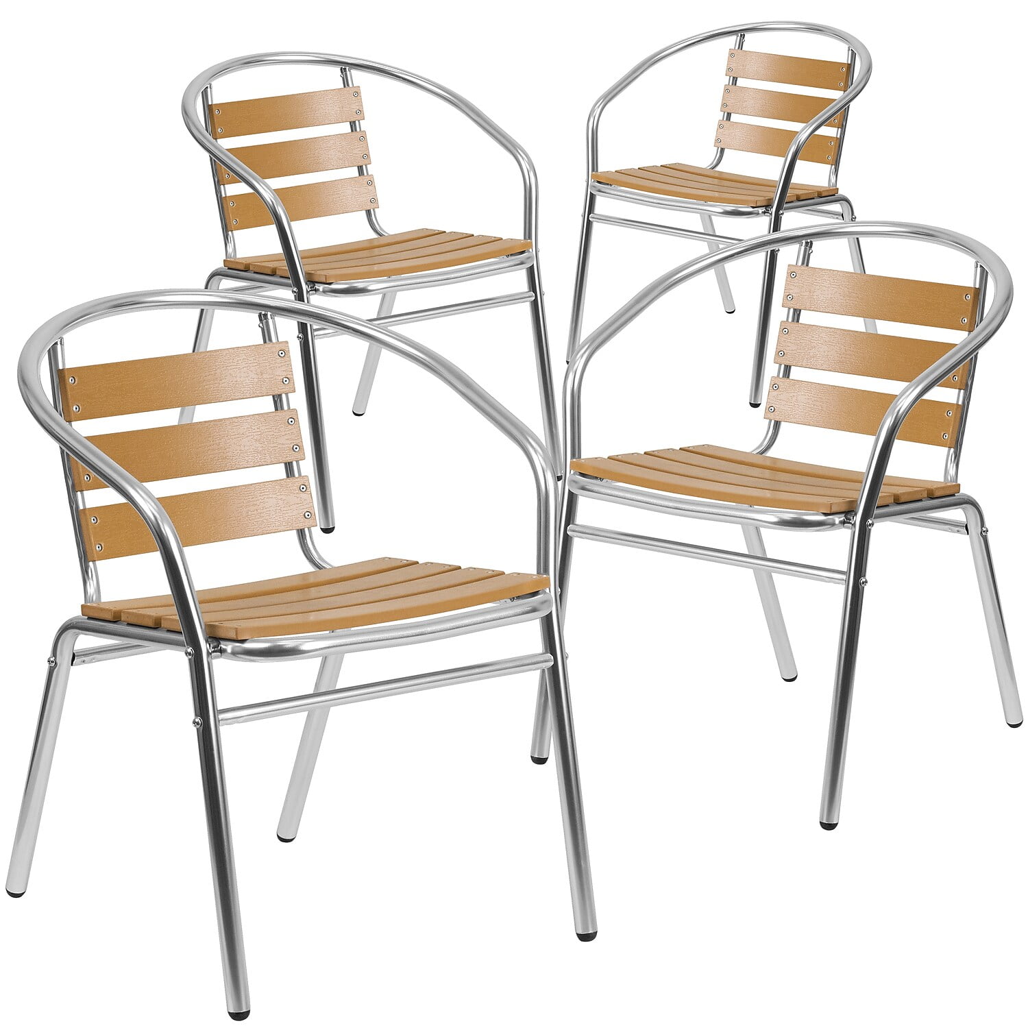 Flash Furniture Commercial Aluminum Restaurant Stack Chair, PK4 4-TLH-017W-GG
