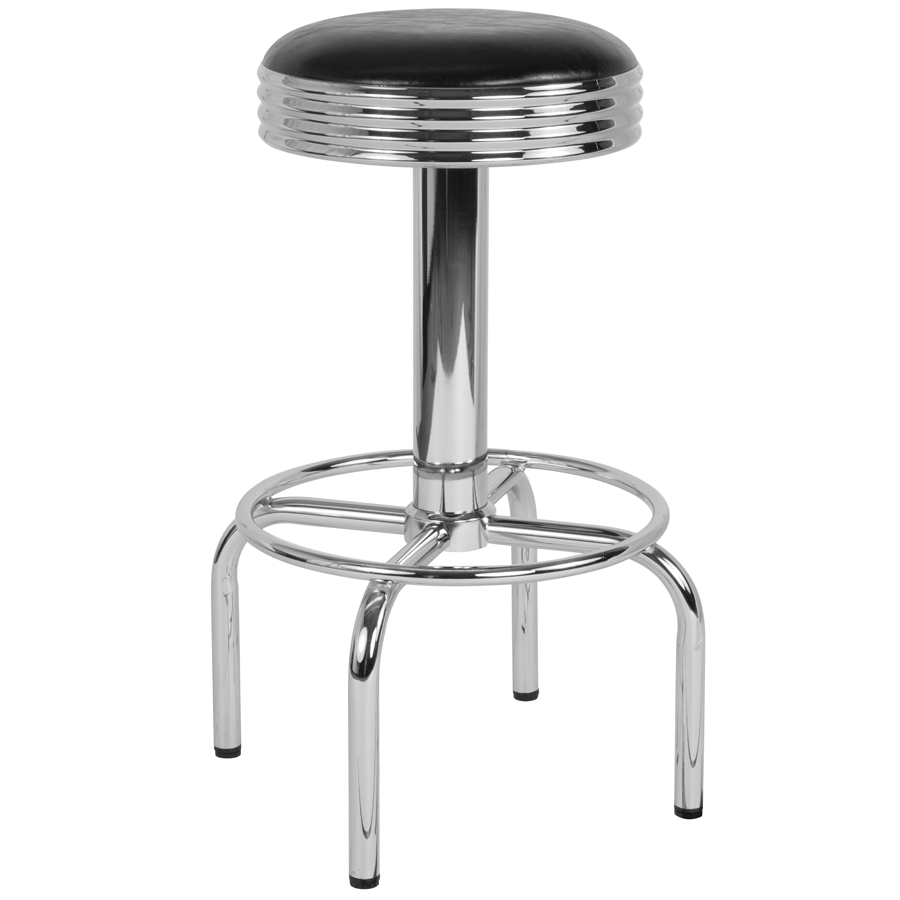 Flash Furniture Retro Diner Barstool with Chrome Base in Black Vinyl