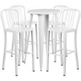 thumbnail image 1 of Flash Furniture Richard Commercial Grade 24" Round White Metal Indoor-Outdoor Bar Table Set with 4 Vertical Slat Back Stools, 1 of 5