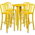 thumbnail image 1 of Flash Furniture Richard Commercial Grade 24" Round Yellow Metal Indoor-Outdoor Bar Table Set with 4 Vertical Slat Back Stools, 1 of 5