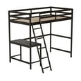 thumbnail image 1 of Flash Furniture Riley Loft Bed Frame with Desk, Twin Size Wooden Bed Frame with Protective Guard Rails & Ladder for Kids and Teens - Espresso, 1 of 12