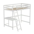thumbnail image 1 of Flash Furniture Riley Loft Bed Frame with Desk, Twin Size Wooden Bed Frame with Protective Guard Rails & Ladder for Kids and Teens - White, 1 of 12
