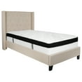 thumbnail image 1 of Flash Furniture Riverdale Twin Size Tufted Upholstered Platform Bed in Beige Fabric with Memory Foam Mattress, 1 of 5