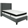 thumbnail image 1 of Flash Furniture Riverdale Twin Size Tufted Upholstered Platform Bed in Dark Gray Fabric with Memory Foam Mattress, 1 of 5