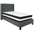 thumbnail image 1 of Flash Furniture Riverdale Twin Size Tufted Upholstered Platform Bed in Dark Gray Fabric with Pocket Spring Mattress, 1 of 5
