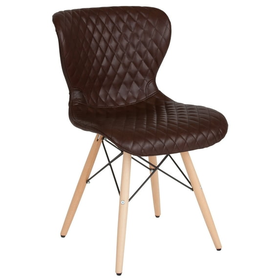 Flash Furniture Riverside Contemporary Upholstered Chair with Wooden Legs in Brown Vinyl