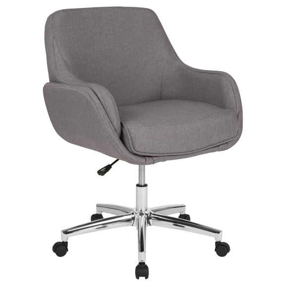 Flash Furniture Rochelle Home and Office Upholstered Mid-Back Chair in Light Gray Fabric