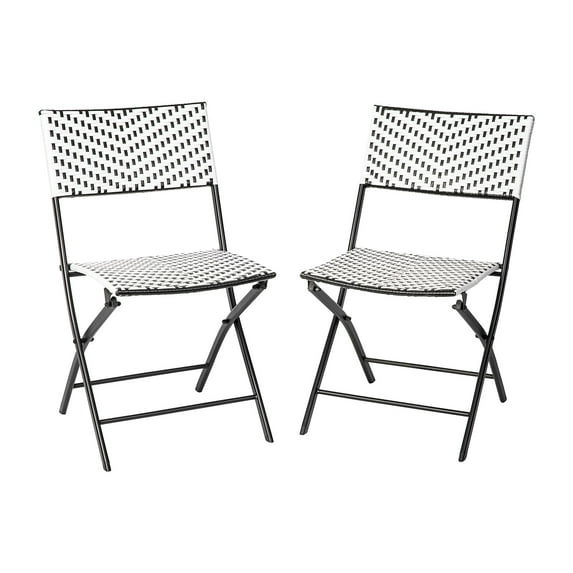Flash Furniture Rouen Indoor/Outdoor Foldable French Bistro Chairs Black/White 2/Pack