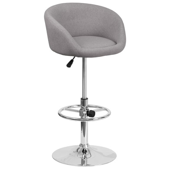 Flash Furniture Round Adjustable Low Back Bar Stool, Gray