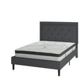 thumbnail image 1 of Flash Furniture Roxbury Full Size Tufted Upholstered Platform Bed in Dark Gray Fabric with 10 Inch CertiPUR-US Certified Pocket Spring Mattress, 1 of 10
