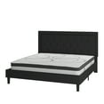 thumbnail image 1 of Flash Furniture Roxbury King Size Tufted Upholstered Platform Bed in Black Fabric with 10 Inch CertiPUR-US Certified Pocket Spring Mattress, 1 of 10