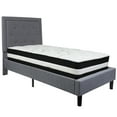 thumbnail image 1 of Flash Furniture Roxbury Twin Size Tufted Upholstered Platform Bed in Light Gray Fabric with Pocket Spring Mattress, 1 of 5