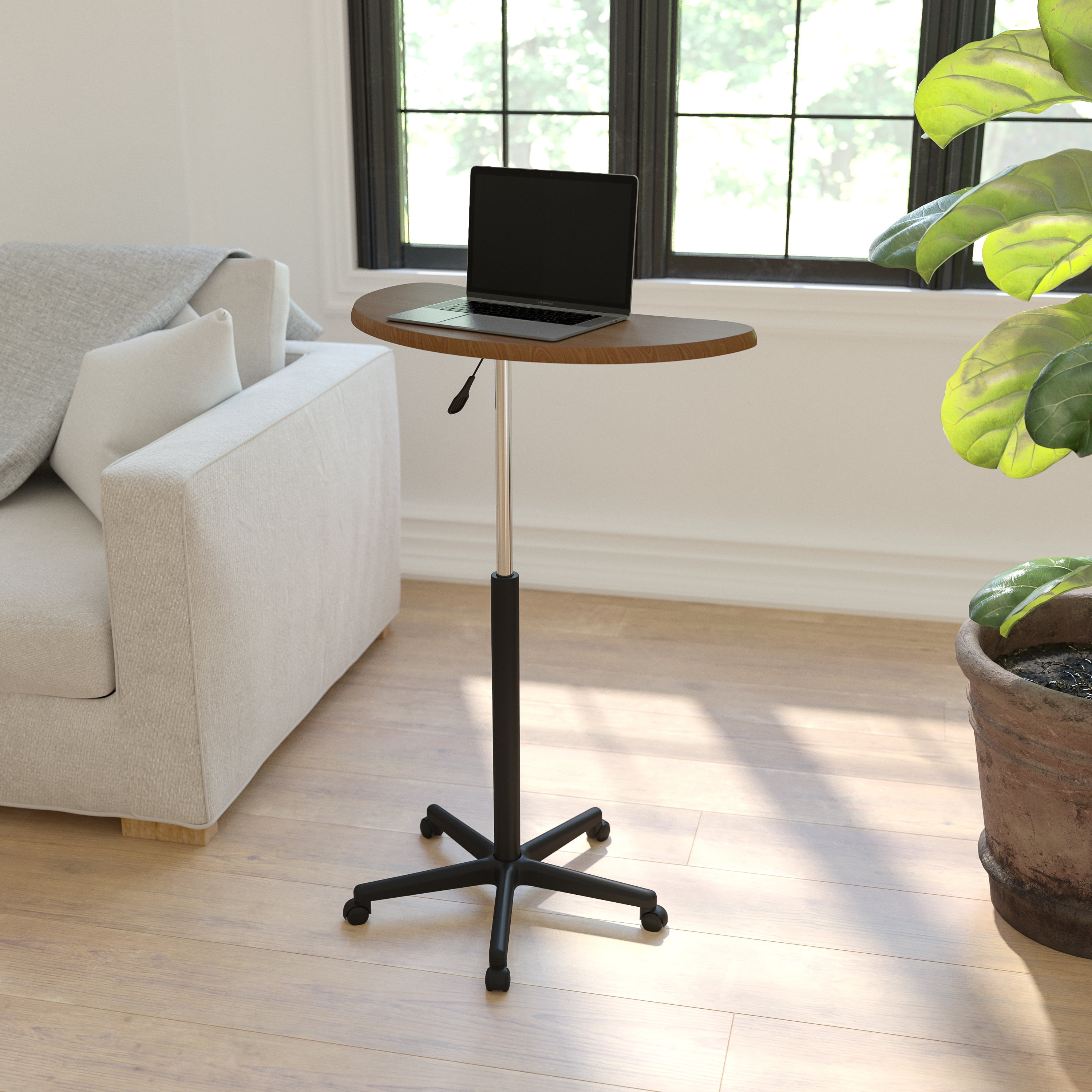 Rustic Walnut Adjustable Height Mobile Laptop Desk
