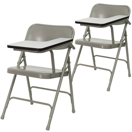 Flash Furniture Rutherford Steel Adult Folding Chairs with Left Handed Tablet Arm, Set of 2, Gray