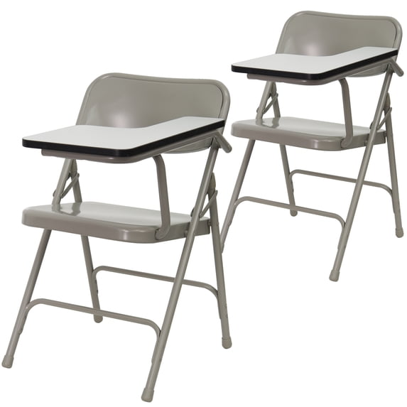 Flash Furniture Rutherford Steel Adult Folding Chairs with Left Handed Tablet Arm, Set of 2, Gray