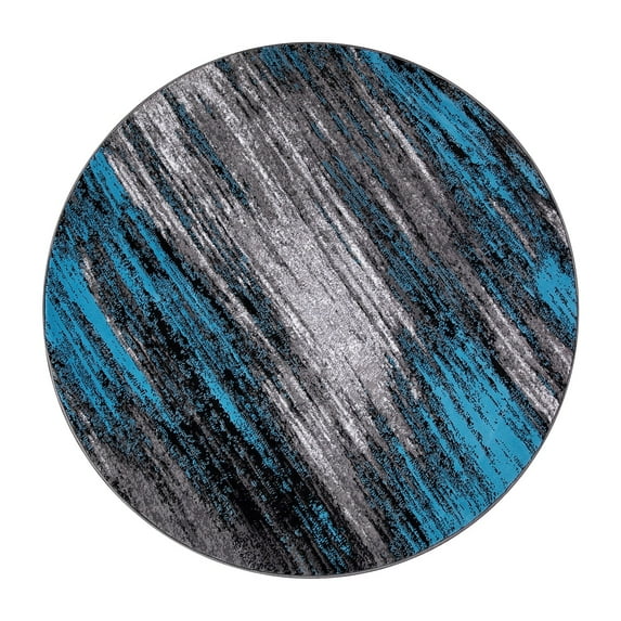 Flash Furniture Rylan 84" Round Fabric Area Rug in Blue/Gray