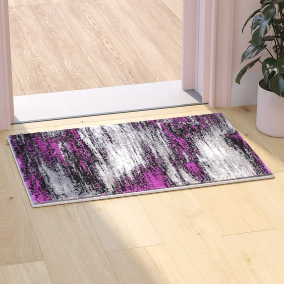 Flash Furniture Rylan Rectangular Contemporary Grey, Purple Area Rug, 2' x 3'