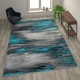 thumbnail image 1 of Flash Furniture Rylan Rectangular Contemporary Grey, Turquoise Area Rug, 8' x 10', 1 of 6