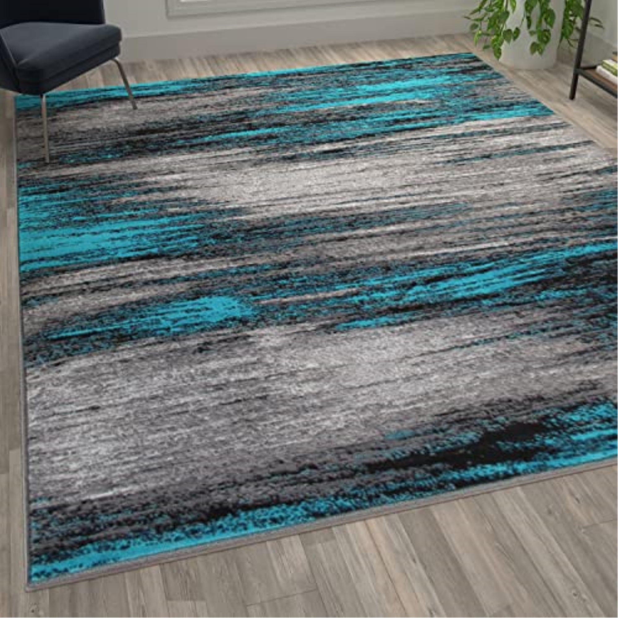 Flash Furniture Rylan Rectangular Contemporary Turquoise Area Rug, 6' x 9'