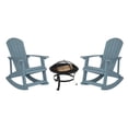 thumbnail image 1 of Flash Furniture Savannah 3 Pcs Iron Wood Burning Fire Pit Set with Rocking Patio Chairs, Sea Foam, 1 of 12