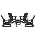 thumbnail image 1 of Flash Furniture Savannah 5 Pcs Iron Wood Burning Fire Pit Set with Rocking Patio Chairs, Black, 1 of 12