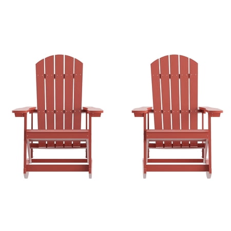 Flash Furniture Savannah Adirondack Rocking Chair Red 2/Pack (JJC14705RED2)