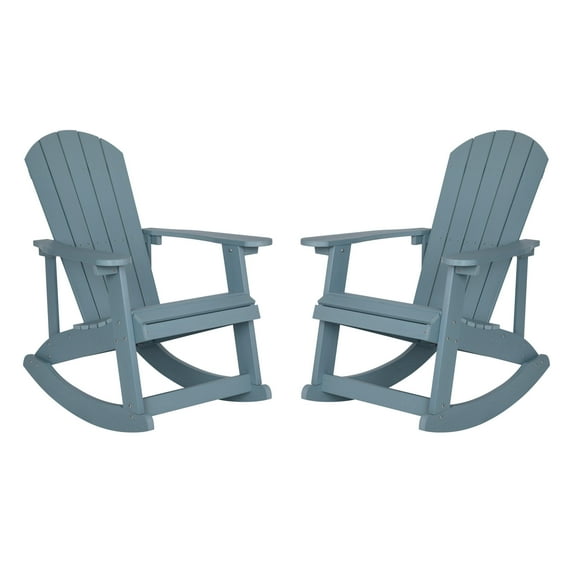 Flash Furniture Savannah Poly Resin Rocking Adirondack Chair - Sea Foam (Set of 2)