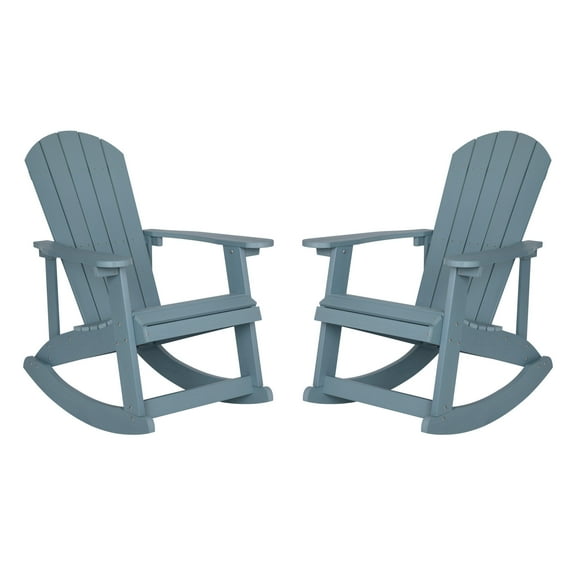 Flash Furniture Savannah Poly Resin Rocking Adirondack Chair - Sea Foam (Set of 2)
