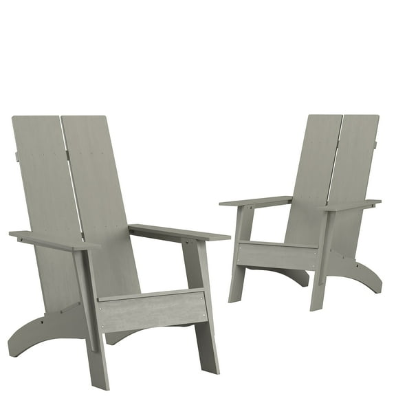 Flash Furniture Sawyer Poly Resin Wood Adirondack Chair - Gray (Set of 2)