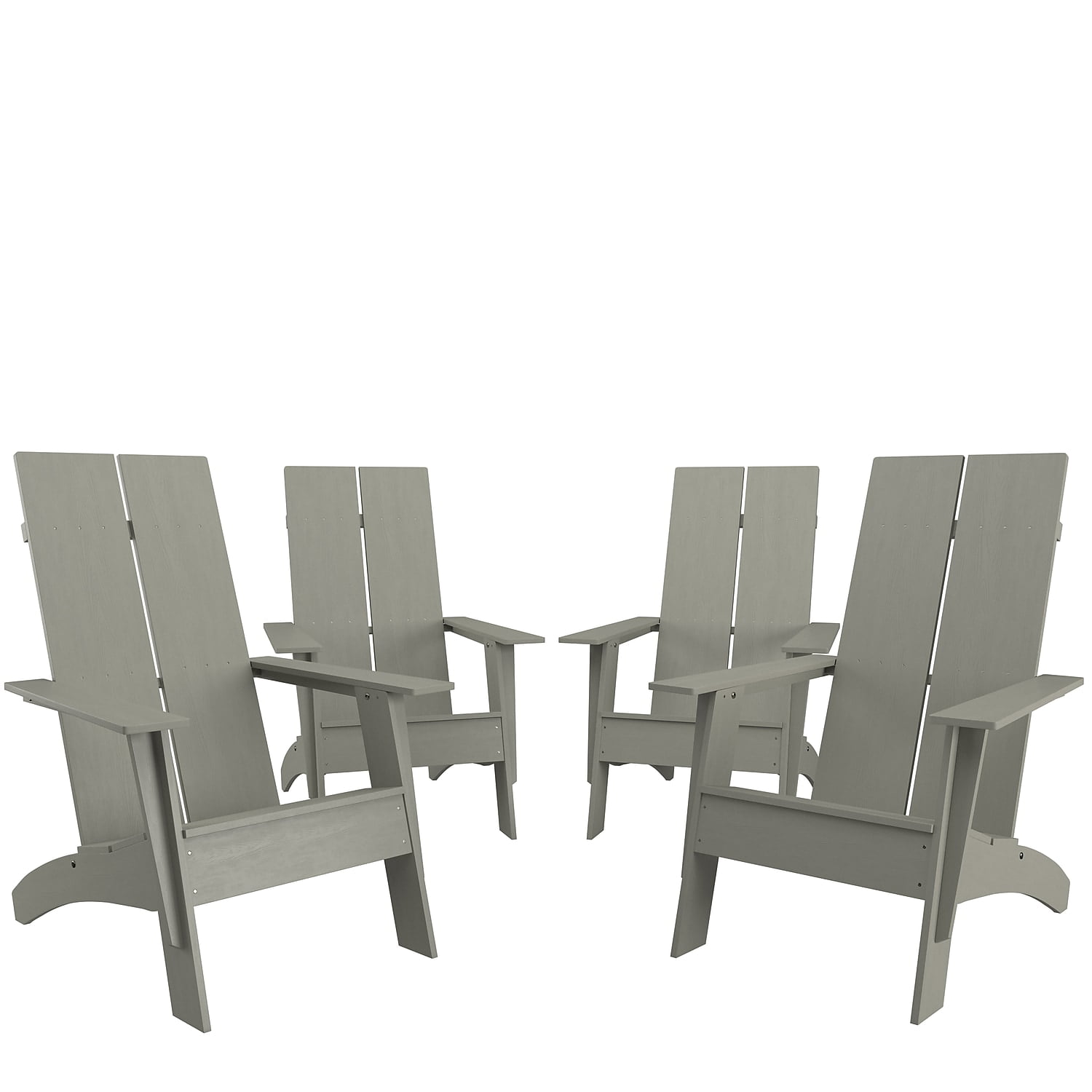 Flash Furniture Sawyer Poly Resin Wood Adirondack Chair - Gray (Set of 4)