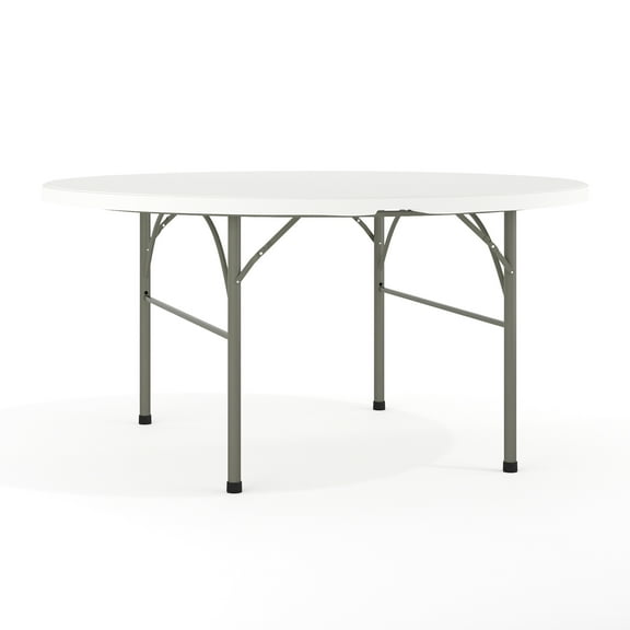 Flash Furniture Scarborough 5' Round Bi-Fold Plastic Event Folding Table with Handle, White