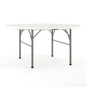 Flash Furniture Scarborough 5 Round Bi-Fold Plastic Event Folding Table with Handle, White