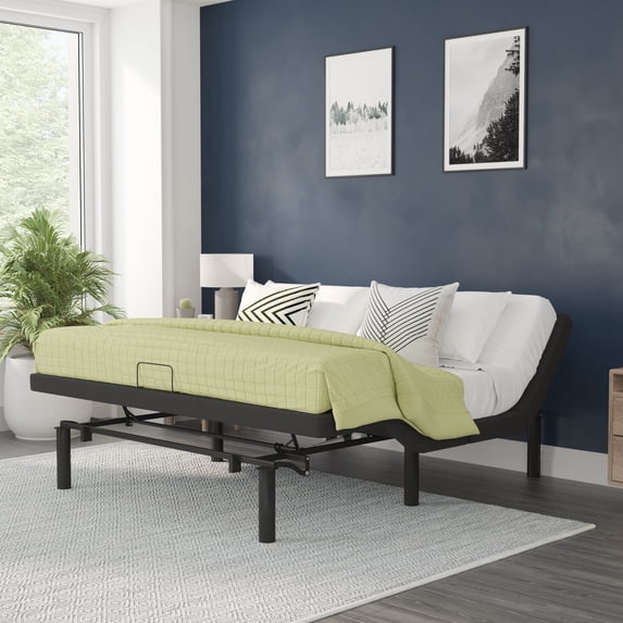 Flash Furniture Selene Motorized Adjustable Bed Frame, Black, King