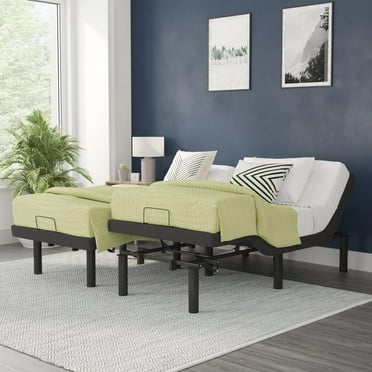 Flash Furniture Selene Motorized Adjustable Bed Frame, Black, Split King
