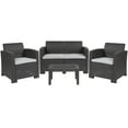thumbnail image 1 of Flash Furniture Seneca 4 Piece Outdoor Faux Rattan Chair, Loveseat and Table Set in Seneca Dark Gray, 1 of 5