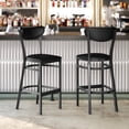 thumbnail image 1 of Flash Furniture Set of 2 Commercial Barstools with 500 LB. Capacity Black Steel Frame, Black Vinyl Boomerang Back, and Black Vinyl Seat, 1 of 11