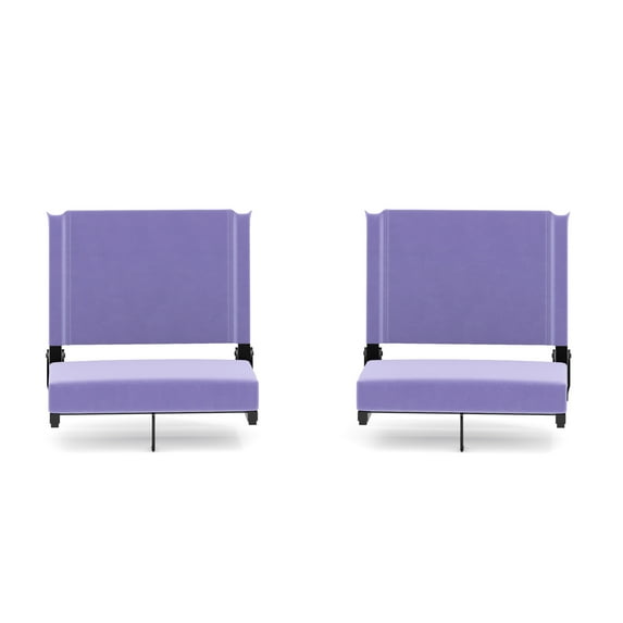Flash Furniture Set of 2 Grandstand Comfort Seats by Flash - 500 lb. Rated Lightweight Stadium Chair with Handle & Ultra-Padded Seat, Purple