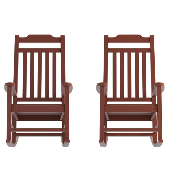 Flash Furniture Set of 2 Winston All-Weather Rocking Chair in Red Faux Wood