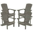 thumbnail image 1 of Flash Furniture Set of 4 Charlestown All-Weather Poly Resin Wood Adirondack Chairs in Gray, 1 of 12