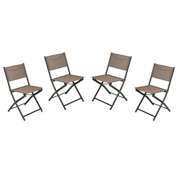 Flash Furniture Set of 4 Commercial Grade Indoor/Outdoor Folding Chairs with Brown Flex Comfort Material Backs and Seats and Black Metal Frames